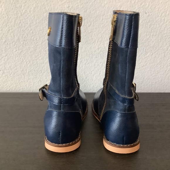 JANIE JACK NAVY LEATHER SUEDE TALL BOOTS EQUESTRIAN GIRLS SIZE 7 - Picture 3 of 7